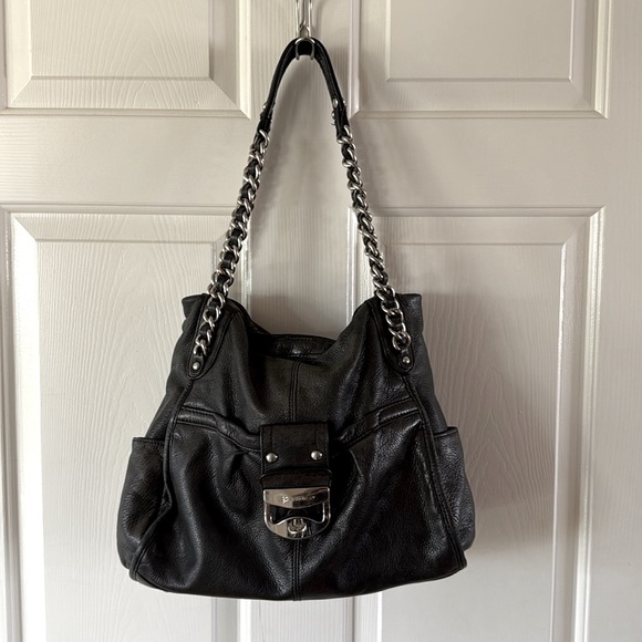 Vintage Black Shoulder Bag with Chain Straps - Picture 1 of 17